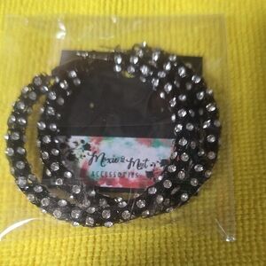 Black and Silver Rhinestone Hoop Earrings